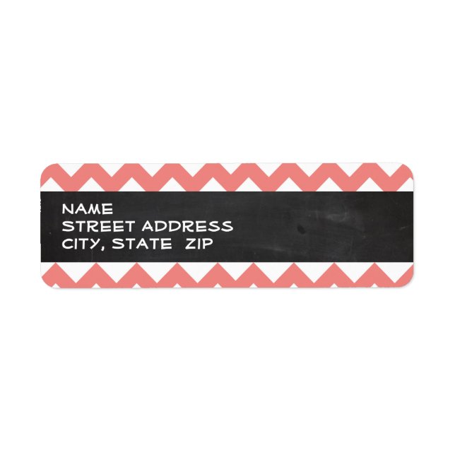 Light Coral Chevron Stripes; Chalkboard look Label (Front)