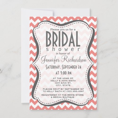 Light Coral Chevron Stripes Custom Announcements