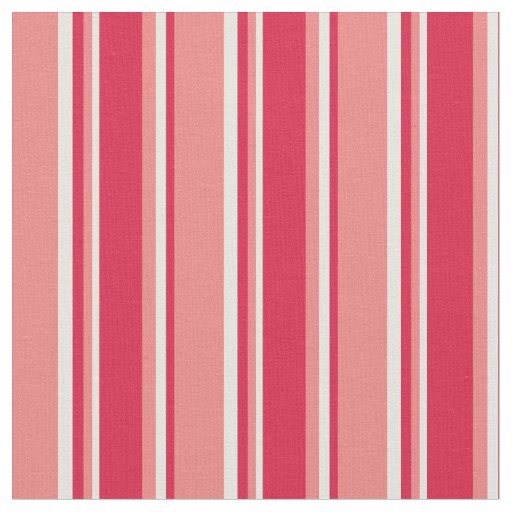 Light Coral, Crimson & Beige Stripes Pattern Fabric