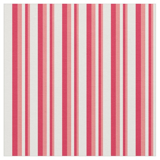 Light Coral, Crimson & Mint Cream Lines Fabric