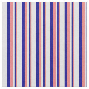 Light Coral, Dark Blue & Lavender Colored Stripes Fabric