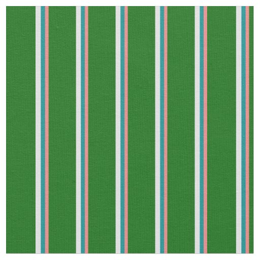 Light Coral, Dark Cyan, Lavender & Dark Green Fabric