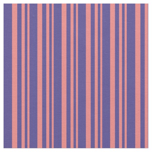 Light Coral & Dark Slate Blue Stripes Fabric