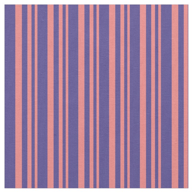 Light Coral & Dark Slate Blue Stripes Fabric (Close Up)