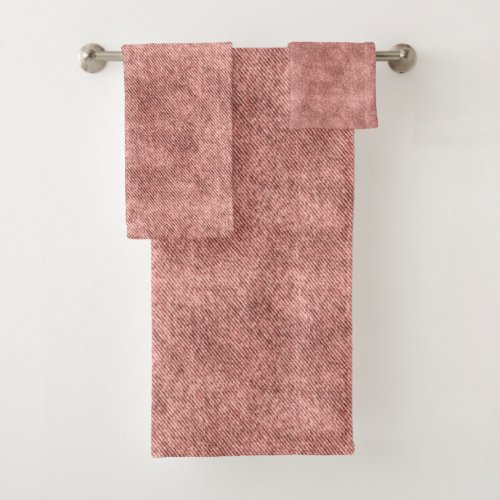 Light Coral Denim Pattern Bath Towel Set