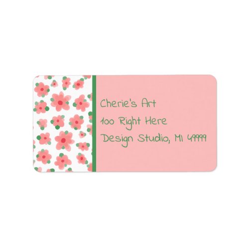 Light Coral Flowers Cute Label