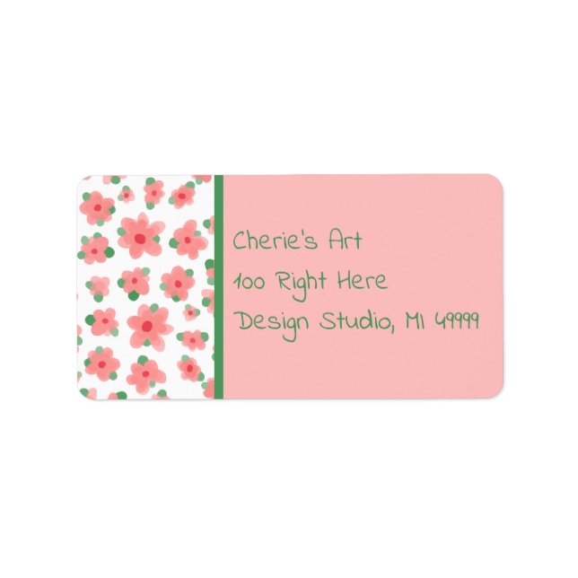 Light Coral Flowers Cute Label (Front)