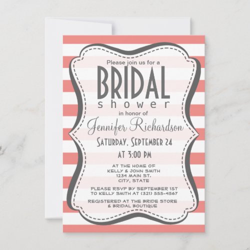 Light Coral Horizontal Stripes Personalized Announcements