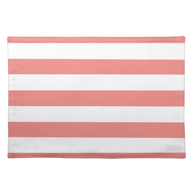 Light Coral Horizontal Stripes Placemat (Front)
