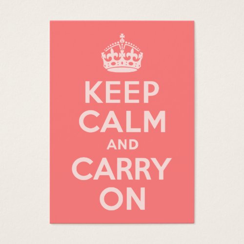 Light Coral Keep Calm and Carry On Business Card