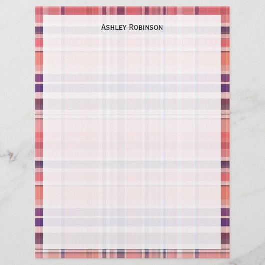 Light Coral, Navy Blue, White Preppy Madras Plaid (Front)