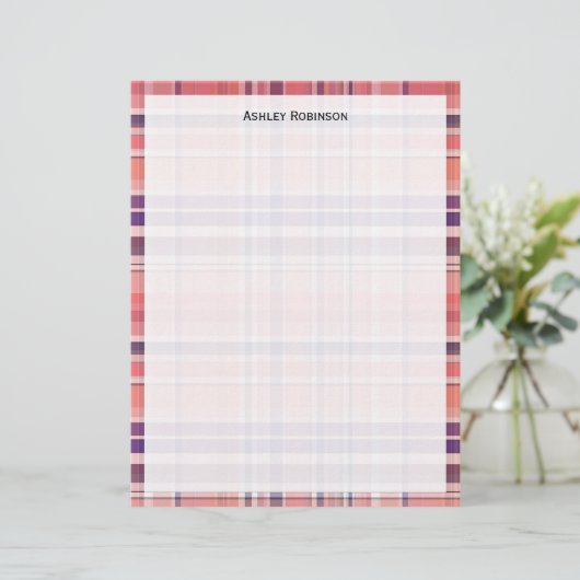 Light Coral, Navy Blue, White Preppy Madras Plaid (Standing Front)