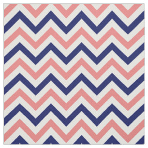 Light Coral, Navy, White LG Chevron ZigZag Sz6 Fabric