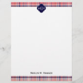 Light Coral Navy Wht Preppy Madras Monogram (Front)