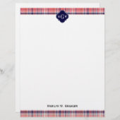 Light Coral Navy Wht Preppy Madras Monogram (Front/Back)