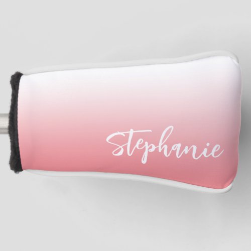 Light Coral Ombre Hand Lettering Style Script Golf Head Cover
