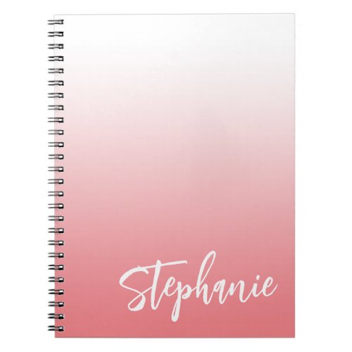 Light Coral Ombre Hand Lettering Style Script Name Notebook