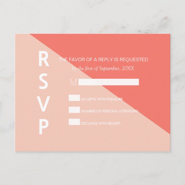Light Coral Peach Two Tone RSVP Postcards (Front)
