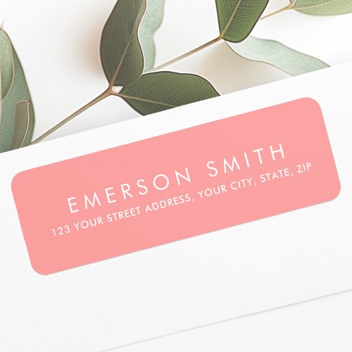 Light coral pink minimal elegant return address label