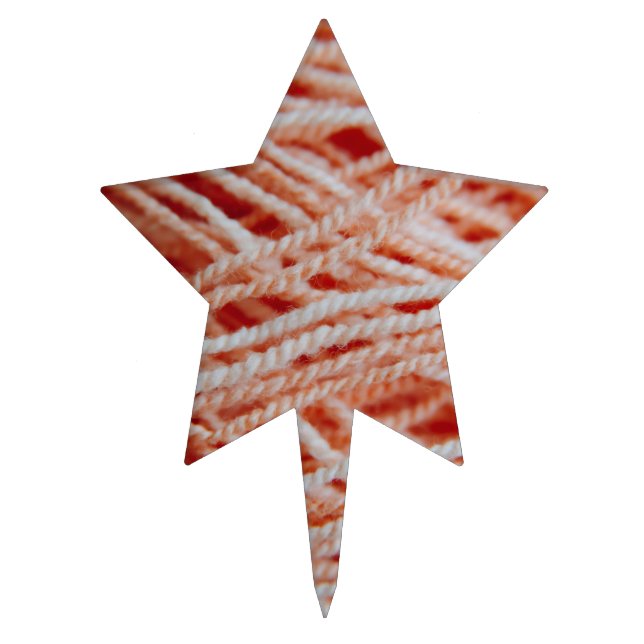 Light coral pink yarn threads photo cake topper (Front)