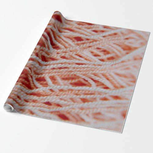 Light coral pink yarn threads photo wrapping paper