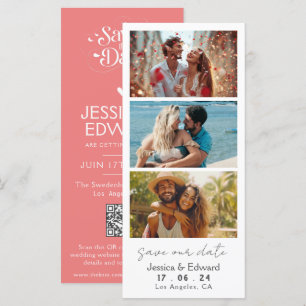 Light Coral Save The Date Photo Booth Qr Code