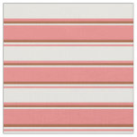 [ Thumbnail: Light Coral, White, and Sienna Colored Stripes Fabric ]