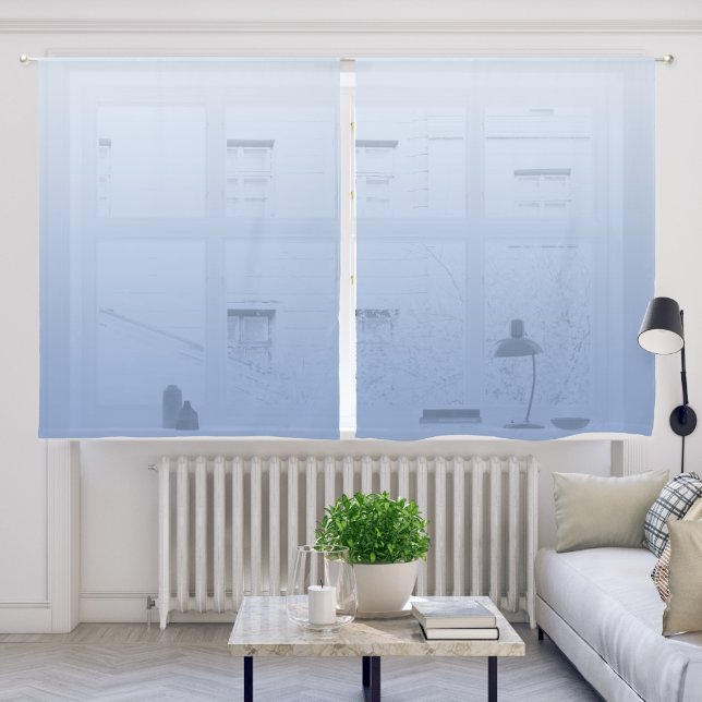 Light Cornflower Blue Gradient Sheer Curtains (Living Room)