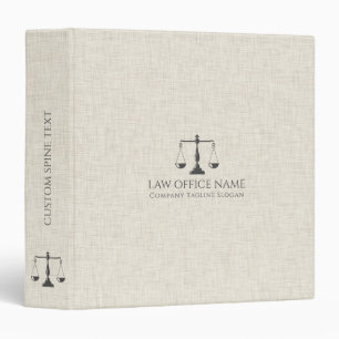 Light Cream Black Linen Justice Scale 3 Ring Binder