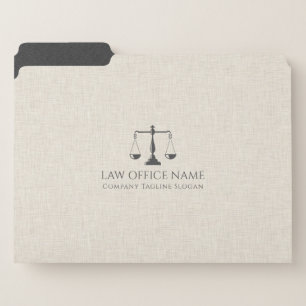 Light Cream Black Linen Justice Scale File Folder