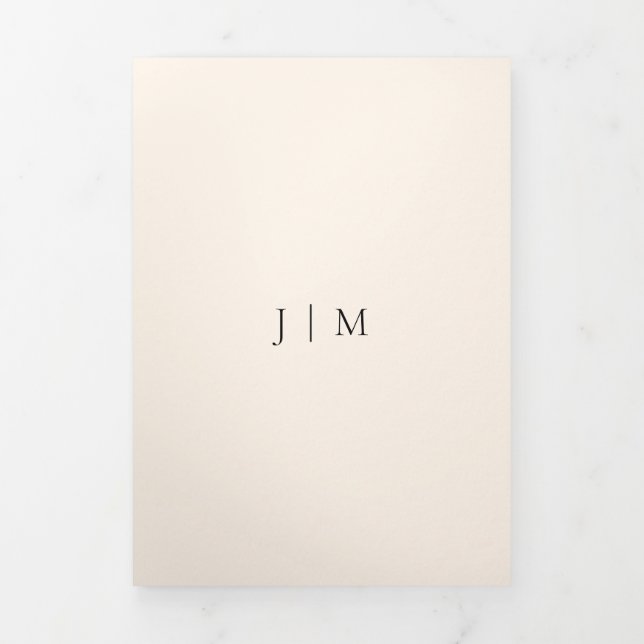 Light Cream Blush Minimal Modern Formal Wedding Tri-Fold Card (Cover)
