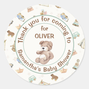 Light Cream Boho Baby Shower Favor Classic Round Sticker