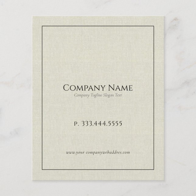 Light cream linen text black typography flyer (Front)