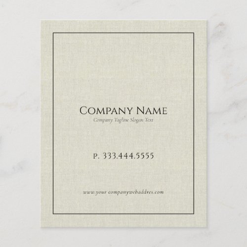 Light cream linen text black typography flyer