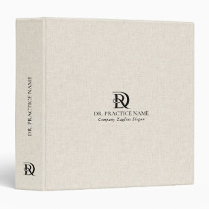 Light Cream Linen Texture Black Dr. Practice Logo 3 Ring Binder