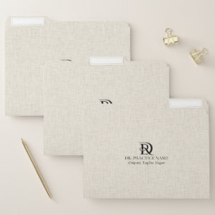 Light Cream Linen Texture Black Dr. Practice Logo File Folder