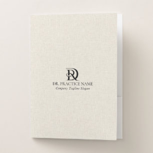 Light Cream Linen Texture Black Dr. Practice Logo Pocket Folder