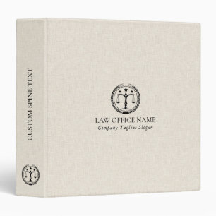 Light Cream Linen Texture Black Justice Logo 3 Ring Binder