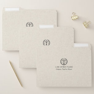 Light Cream Linen Texture Black Justice Logo  File Folder