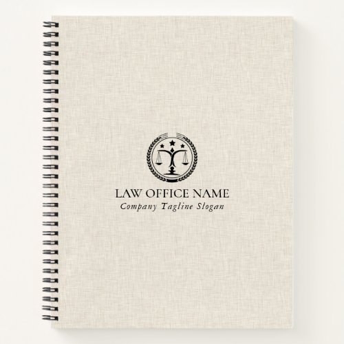 Light Cream Linen Texture Black Justice Logo  Notebook