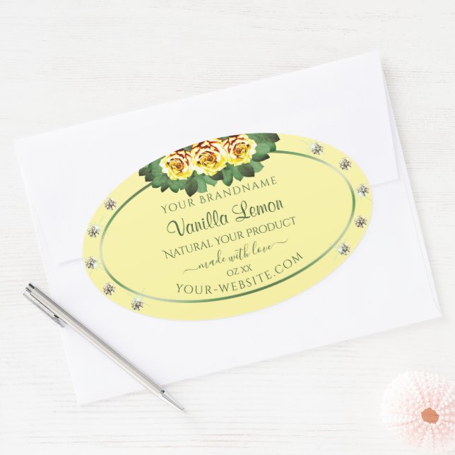 Light Cream Product Labels Yellow Roses Diamonds (Envelope)