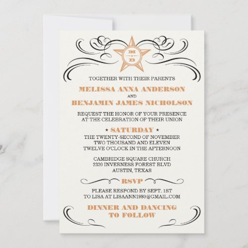 Light Cream Southern Style Wedding Invitation