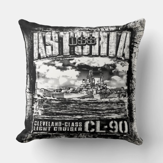 Light cruiser Astoria Throw Pillow (Front)