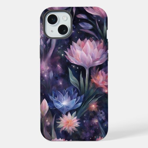 Light Crystal Flowers with Dark Floral  iPhone 15 Plus Case