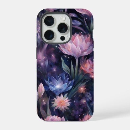 Light Crystal Flowers with Dark Floral  iPhone 15 Pro Case