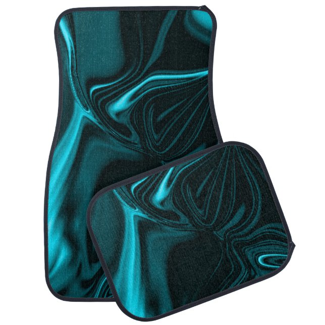 Light cyan and dark curves on dark background. car floor mat (Set)