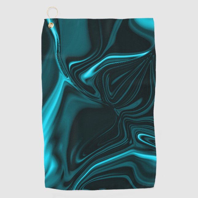 Light cyan and dark curves on dark background. golf towel (Front)