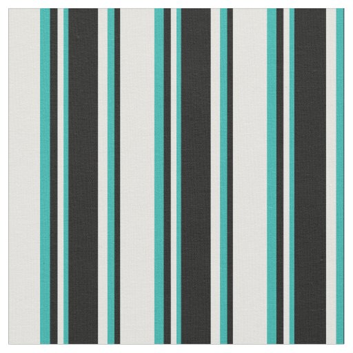 Light Cyan, Black & Light Sea Green Pattern Fabric