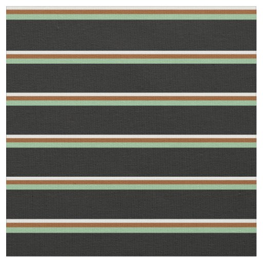 Light Cyan, Brown, Dark Sea Green & Black Lines Fabric