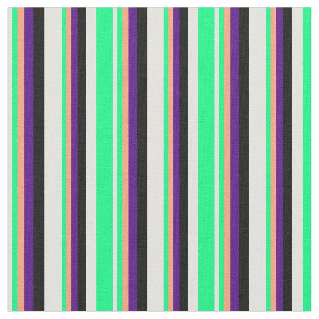 Light Cyan, Green, Light Salmon, Indigo & Black Fabric (Close Up)